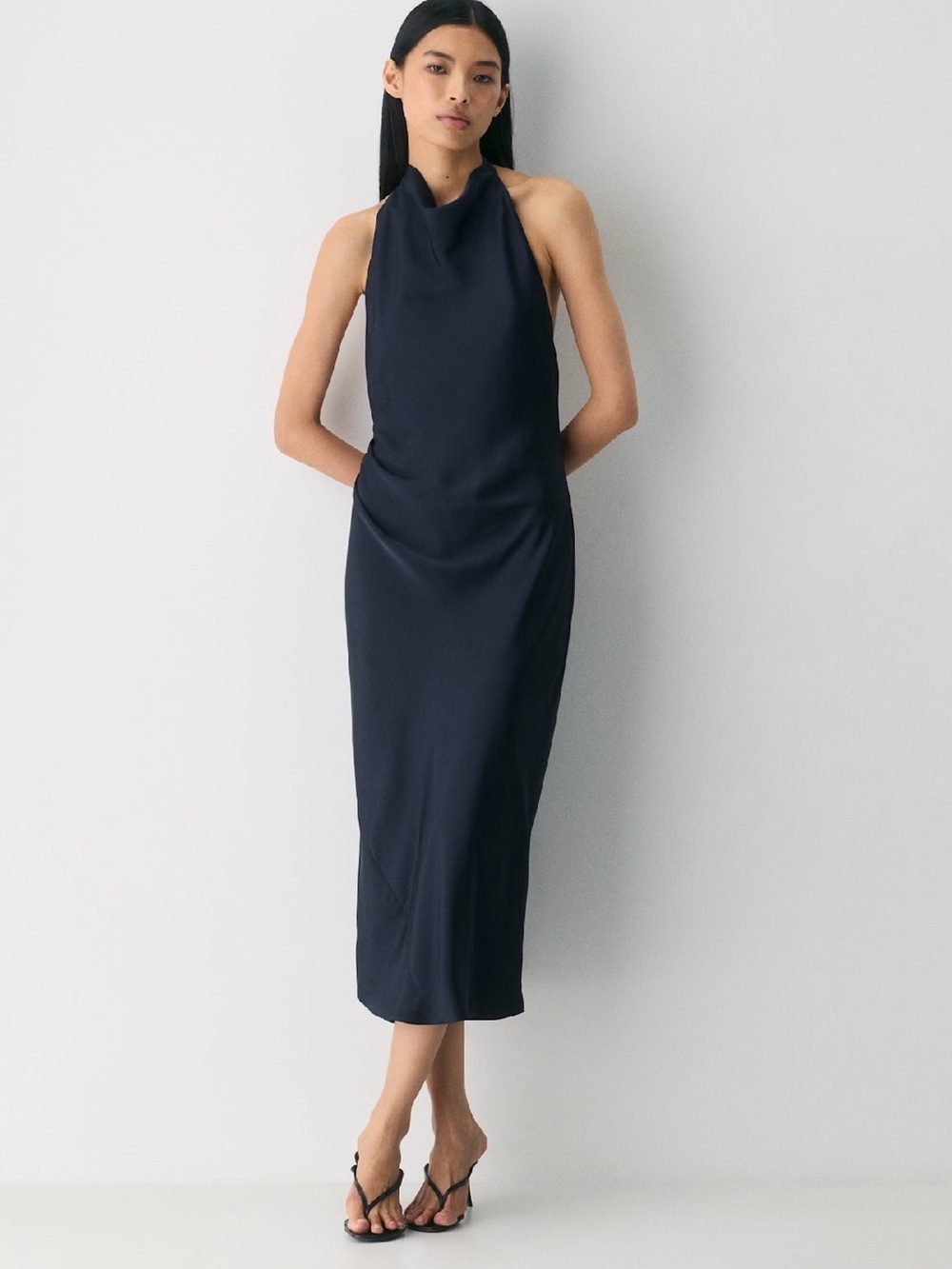 Aritzia Audience Satin Maxi Halter Dress